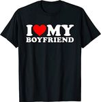 I Love My Boyfriend Shirt I Heart My Boyfriend Shirt GF T-Shirt (Black,2XL)