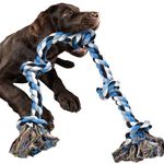 Ousiya Large Dog Rope Toy for Aggressive Chewers, 98 cm Long Tough Dog Chew Rope for Large Dogs 5 Knots Indestructible Dog Rope Dog Tug of War Toy for Training & Dog Teeth Cleaning