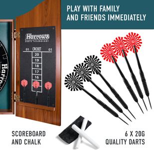 Harrows Wooden Dartboard Cabinet Set – Classic Home Game Accessory