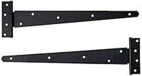 Merriway BH01991 (2 Pcs) Heavy Duty Strap Tee Hinges, Black Japanned 400 mm (16 Inch) - Pack of 2 Pieces