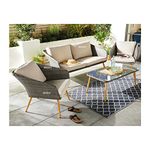 BRISHI Outdoor 4 Seater Sofa Set || Balcony Sofa || Patio Furniture Sets | Conversation Sets | Wicker Rattan Garden Sofa Set and Center Table with Grey Cushions (Grey)