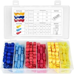 MuHize T-Tap Connectors 150 Pcs - 22-18 AWG Quick Splice Terminals Kit with Male Spade Disconnects, Self-Stripping Design for Automotive Marine Wiring - Water-Resistant Nylon Housing