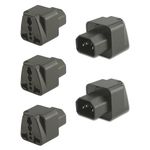 MX IEC C14 Male to Universal Female Socket Adapter for Computer Ac Socket Adaptor & UPC (MX-984) Pack of 5