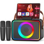 ultramic Karaoke Machine, Portable Bluetooth Speaker with 2 Wireless Microphone for Adults Kids with LED Lights Power Amplifiers, Karaoke Microphone PA System Supports USB,Gift for Party(Black)
