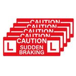 YIKIADA Caution Sudden Braking Stickers Vinyl 30 x 10 cm Self-Adhesive Learner Plate L Decals Driving School Instructor Signs for Car Learner Drivers 5 Pack