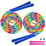 Kingcolor Double Dutch Jump Rope 16 FT 2 Pack Long Jump Rope, Plastic Segmented Beaded Diy Jump Rope, Suitable for Children and Adults, Long Enough for 5-6 Jumpers (Blue style 2)