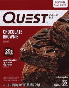 Quest Nutrition Chocolate Brownie Flavour Protein Bar, High Protein, High Fibre, Low Sugar, Keto Friendly, 20g Protein, 1g Sugar, 12ct