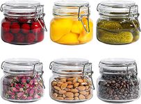 MARTVIA 500 ml Glass Jars with Airtight Lids Wide Mouth Storage Jars With Buckle Lid for Preserving Decorating Canning Jar Dry Food Storage Pasta Spice Beans Flour Set (SET OF 6)