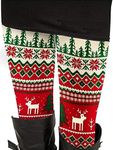 Christmas Costumes Reindeer and Eve Tree Leggings Stretchy Aztec Pants for Women Party XL