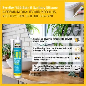 Everbuild Everflex Silicone Sealant 295ml – Waterproof Adhesive