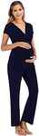 OCCIENTEC Women's Ultra Soft Maternity Pajamas Set Nursing Nightwear for Breastfeeding 2pcs Pregnancy Sleepwear for Hospital (Navy, XL)