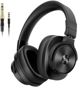 AOC Bluetooth Over Ear Headphones, Wireless Studio Monitor & Mixing DJ Headphones with 72H Playtime, Hi-Res, Built-in Mic, 3.5mm/6.35mm Wired Audio Jack for Guitar AMP, Podcast, PC Gaming - Black