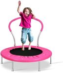 Lyromix 36 Inch Mini Trampoline for Kids, Indoor Toddler Trampoline with Handle, Child Small Rebounder Trampoline for Indoor and Outdoor Use, Yellow