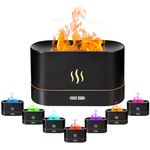 ASAB Flame Diffuser Essential Oil Diffuser Air Humidifier 180ml Aromatherapy Diffuser with 7 LED Colour Changing Lights Quiet Operation Electric Aroma Diffuser for Bedroom Home Office Yoga Spa (BLACK)