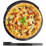 NerdChef Speed Steel Round - High Performance Pizza Baking Stone - Built-in Handles & Speed Heating Fins (.90" Thick) (Round - 14")