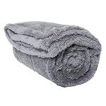 Soft Fluffy Fleece Blanket for Cats & Dogs | Warm Pet Throw | Machine Washable | Bed Blanket and Travel | Protects Furniture | Grey, Large 100 x 120 cm