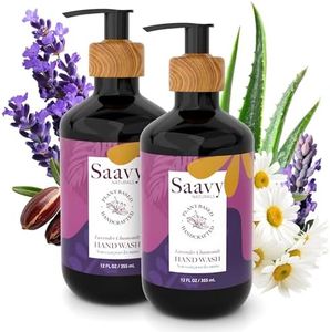 Saavy Naturals Liquid Hand Soap Lavender Chamomile Plant-Based Ingredients - Made In USA - Sulfate free Organic Moisturizing Hand Soap with Aloe Vera, Shea Butter & Essential Oils - 12 Fl Oz, 2 Pack