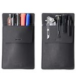 Pocket Protector, Leather Pen Pouch Holder Organizer, for Shirts Lab Coats, Hold 5 Pens, Designed to Keep Pens Inside When Bend Down. No Breaking of Pen Clip. Thick PU Leather, Black, 2 Per Pack.