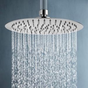 ACA International High Pressure 12'' Overhead Shower Head Large Rain Shower Head Swivel Round Stainless Steel Rainfall Overhead Shower Head WELS (Chrome)