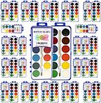 Watercolor Paint Pack with Wood Brushes 12 Washable Colors (1 Count (Pack of 36))