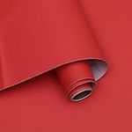 15.7''×236''Thicken Red Contact Paper Matte Red Wallpaper Opaque Red Removable Waterproof Peel and Stick Vinyl Film Self-Adhesive Paper Shelf Liner for Decorating Wall Table Wall and Door Reform