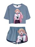 WANHONGYUE Anime My Hero Academia 3D Printed T-Shirt Crop Top and Shorts Summer Two Piece Outfit Set for Women Girls 1029/26 L