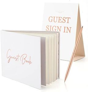 LUTER 3pcs Wedding Guest Book Set, White Romantic Wedding Guest Signature Book with Pen and Hard Cover Cherished Modern Script Wedding Book Blank Pages for Wedding Reception Special Events (A23184)