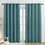 NICETOWN Window Curtain Panels, Thermal Insulated Solid Grommet Blackout Draperies/Drapes (Sea Teal, One Pair, 70 by 84-inch)