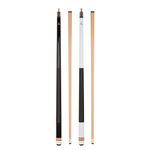 Set of 2 Aska Billiard Pool Cues, 58" Hard Rock Canadian Maple, 13mm Hard Tip (Black and White, L2)