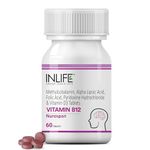 INLIFE Vitamin B12 (Methylcobalamin) 1500mcg Supplement with ALA, Folic Acid, Vitamin D3 | Nerve and Brain Health for Men & Women – 60 Tablets