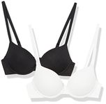 Amazon Essentials Women's Push-Up Cotton Bra, Pack of 2, Black/White, 34DD