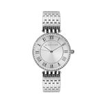 Giordano Eleganza Collection Round Analog Watch for Women, Diamond-Set with Metal Strap Ladies Water Resistant Wrist Watch - A2083 (Dial: Silver, Strap: Silver)