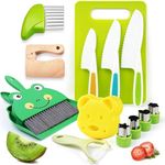 14 Pieces Montessori Kitchen Tools for Toddlers, Safe Kids Kitchen Knife Set for Cutting Real Cooking with Cleaning Tools, Toddler Toys Gifts for Girls Boy Age 2/3/4/5/6/7/8/9/10 Year Old