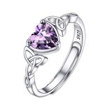 PROSILVER Rings Women Amethyst Ring Celtic Knot Ring 925 Silver Rings February Birthstone Rings