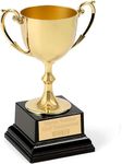 EIO Gifts Personalised 5.5” (142mm) Gold Cast Metal Plated Recognition Cup Trophy/Award, with Heavyweight Base - Custom Engraved Ideal for Ceremonies or Competitions.