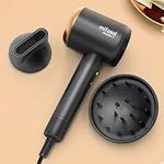 Mifasol Ionic Hair Dryer, Fast Drying Hair Dryer, 1600W, 200 Million Negative Ion, Low Noise Lightweight with Rotating Magnetic Nozzle, Travel Hair Dryer with Diffuser for Curly Hair (Black)