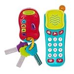 Battat – Sensory Toys – Pretend Phone & Keychain – Toddler Light-Up Phone – Toy Car Keys & Phone – 18 Months + – Light & Sound Phone + Light & Sound Keys