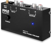 Pyle Phono Preamp for Turntable Amplifier, Mini Electronic Audio Stereo Stage - Phonograph Pre-amplifier Input, Pre Amp w/RCA Output & Low Noise Operation Powered by 12 Volt DC Adapter