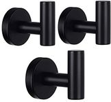 Belerry 3 Pack Bathroom Towel Hooks, Matte Black Coat Hooks, Robe Hooks, SUS 304 Stainless Steel Lavatory Wall Mount Heavy Duty Wall Hooks for Bathroom/Kitchen/Bedroom Hotel