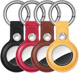 Air Tag Holder Leather for Apple AirTags Tracker, 4 Pack Protective AirTag Case Air Tag Keychain Loop Case with Key Ring for AirTag, Airtag Accessories for Dog, Keys, Backpacks