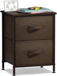 Sorbus Nightstand with 2 Drawers - Bedside Furniture End Table Night Stand with Steel Frame, Wood Top & Easy Pull Fabric Bins - Small Dresser & Chest for Home, Bedroom Accessories & Office