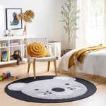 Hauteloom Kids Room, Nursery Round Area Rug - Outdoor Patio Safe - Animal Koala Playroom Carpet - Gray, Black, Cream - 3'11"