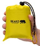 BEARZ Outdoor Travel Blanket - Pocket Sized Beach Blanket Camping Blanket, Waterproof Picnic Blanket, Sandproof Beach Mat - Camping Gadgets & Festival Hiking Accessories (Yellow)