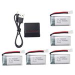 5PCS 3.7V 400mAh High Rate Lithium Battery + 5 in 1 Charger for Hubsan H107C H107L SYMA Q11 X11C HS170C F180C TOZO Q2020 E016H A120 XK A150 H31 TR-P51 TR-F22 AT-96 Four-Axis Aircraft…