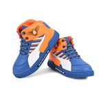 KATS SHOES Unisex Child For Kids | Outdoor,Indoor, Running, Walking, All Day Casual Wear | Slip Ons Stylish Sneaker Shoes For Baby Boys And Girls Blue, Orange, Size_8