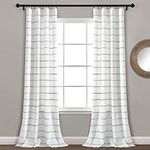 Lush Decor Ombre Stripe Yarn Dyed Cotton Window Curtain Panel Set - Colorful Tufted Yarn Stripe Detail - 2 Window Panels - 40" W x 84" L, Gray