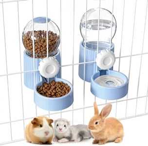 38oz Hanging Automatic Food Water Dispenser, Large Capacity Gravity Rabbit Water Dispenser and Feeder Set, for Bunny Guinea Pig Chinchilla Ferret Cage Accessories (Blue)