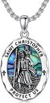 HUKKUN St Christopher Necklace Sterling Silver Saint Christopher Medal Necklace St Christopher Jewellery Catholic Religious Amulet Gifts