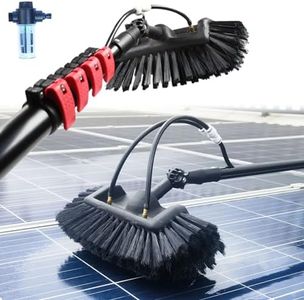 Teleskopstange mit 5-Flächen-Bürste und Seifenspender,Fensterreinigung mit Teleskopstiel 3.6 - 10.8 m, Teleskopbürste mit Wasseranschluss zur Reinigung von Solaranlage Terrassenüberdachung (10.8M)