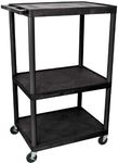 LUXOR LE54-B Video Table Presentation Endura AV Cart with 3 Plastic Open Shelves, Black
